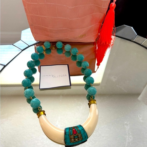 EUC Allegra Turquoise Half Moon Necklace - Picture 4 of 6